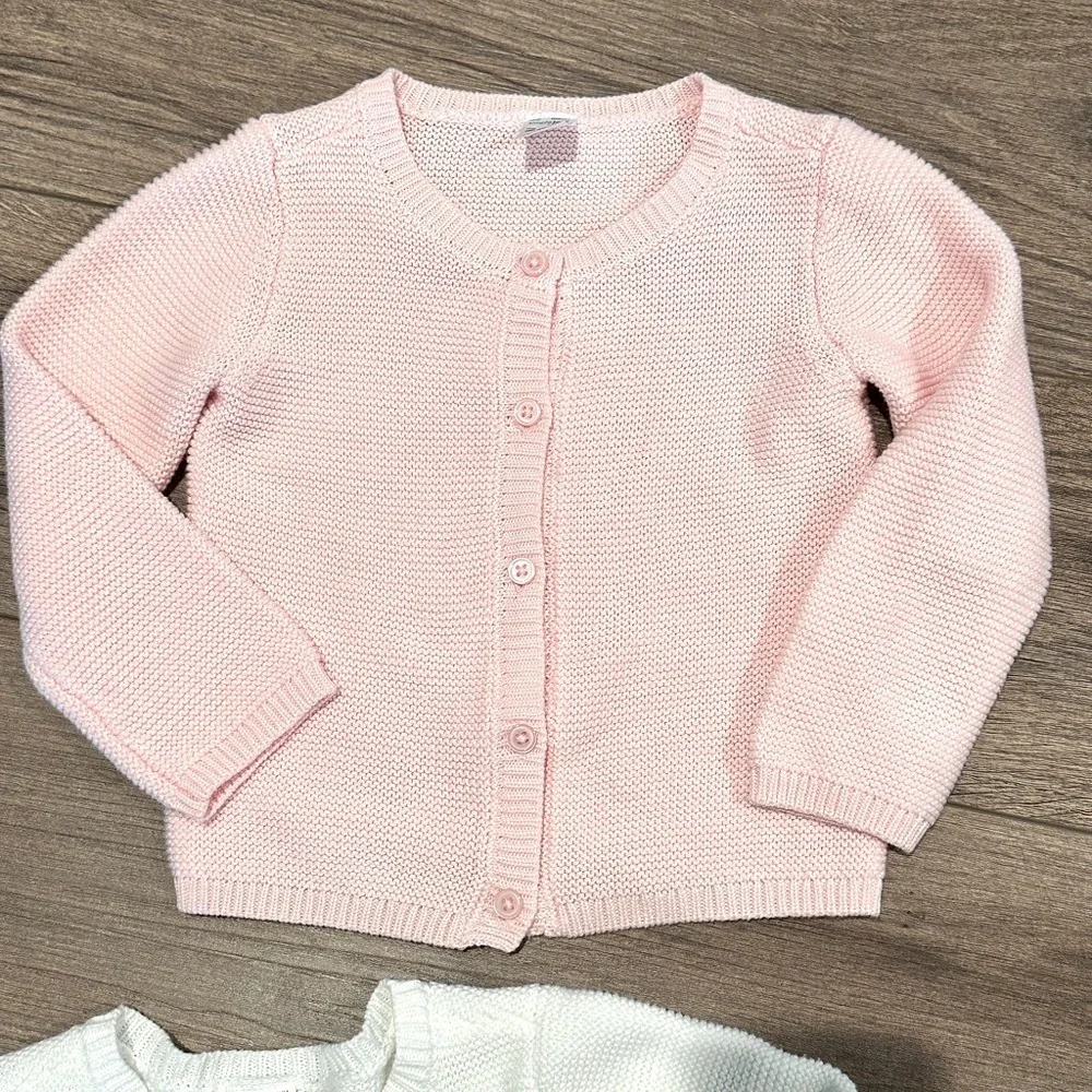 Carter’s Girls 24 Months White and Light Pink Button Up Knit Textured Cardigans - Picture 5 of 8